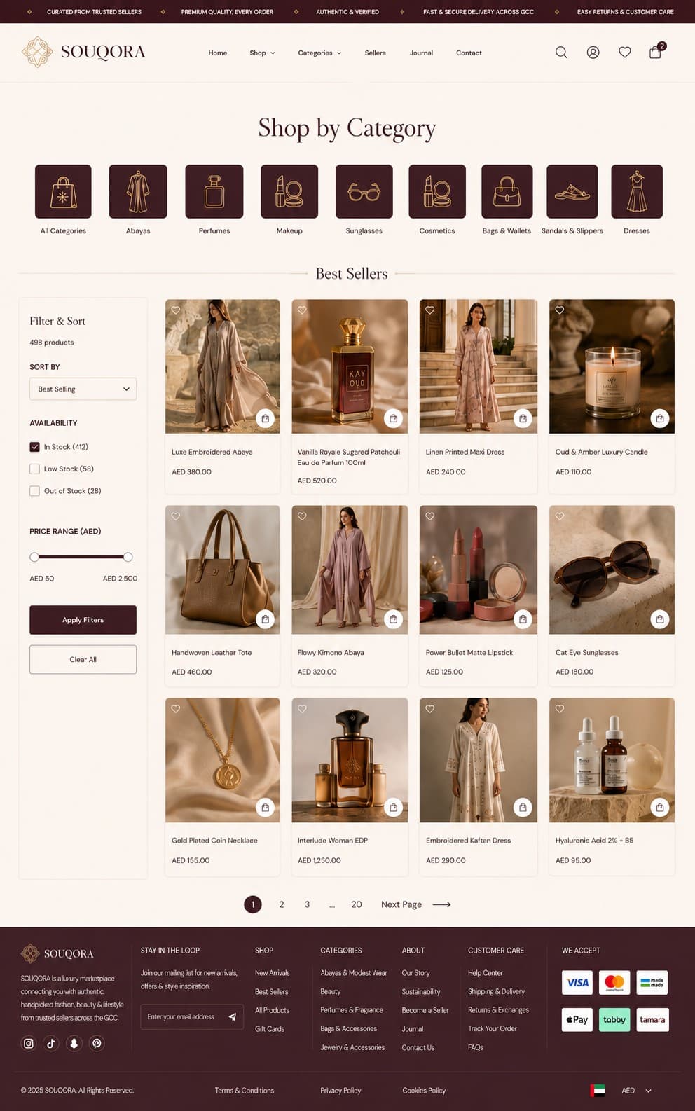 E-commerce shop page design by Eye Focus Media Qatar